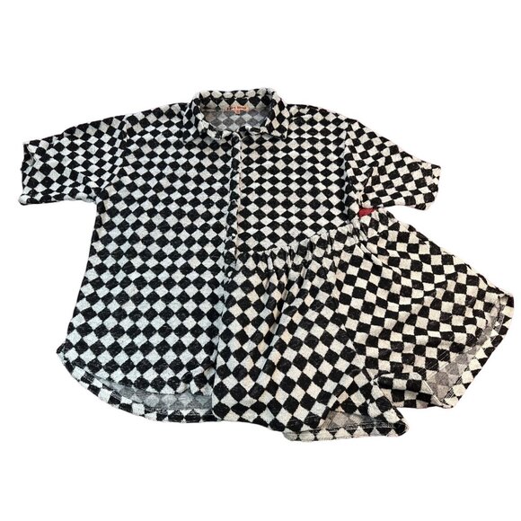 Bailey Rose Black and White Checkered Terry Short Set Size Small - Picture 8 of 10